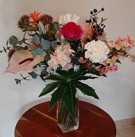 Bouquet de soie blanc/rose 70*60