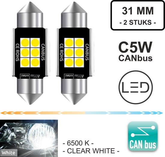 Foto: C5w 31mm set 2 stuks 12v led canbus geschikt met esp chip foutloos 3030 smd 1000 lumen