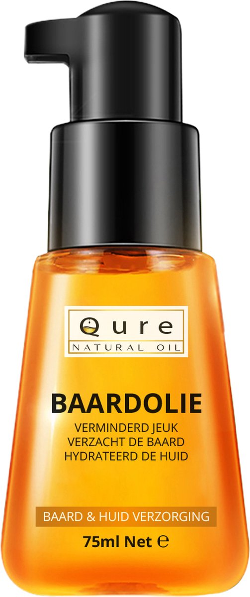 Baardolie 75ml | Qure Natural Oil | Ultieme Baard Verzorgingsolie in een Praktische en Elegante Fles | Baard olie