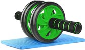 Buikspierwiel met matje voor je knieën - Ab Wheel | Ab rollout - Trainingsapparaat - Fitness - Trainingswiel Dubbele trainingswiel - Buikspiertrainer - Home workout - Home trainer