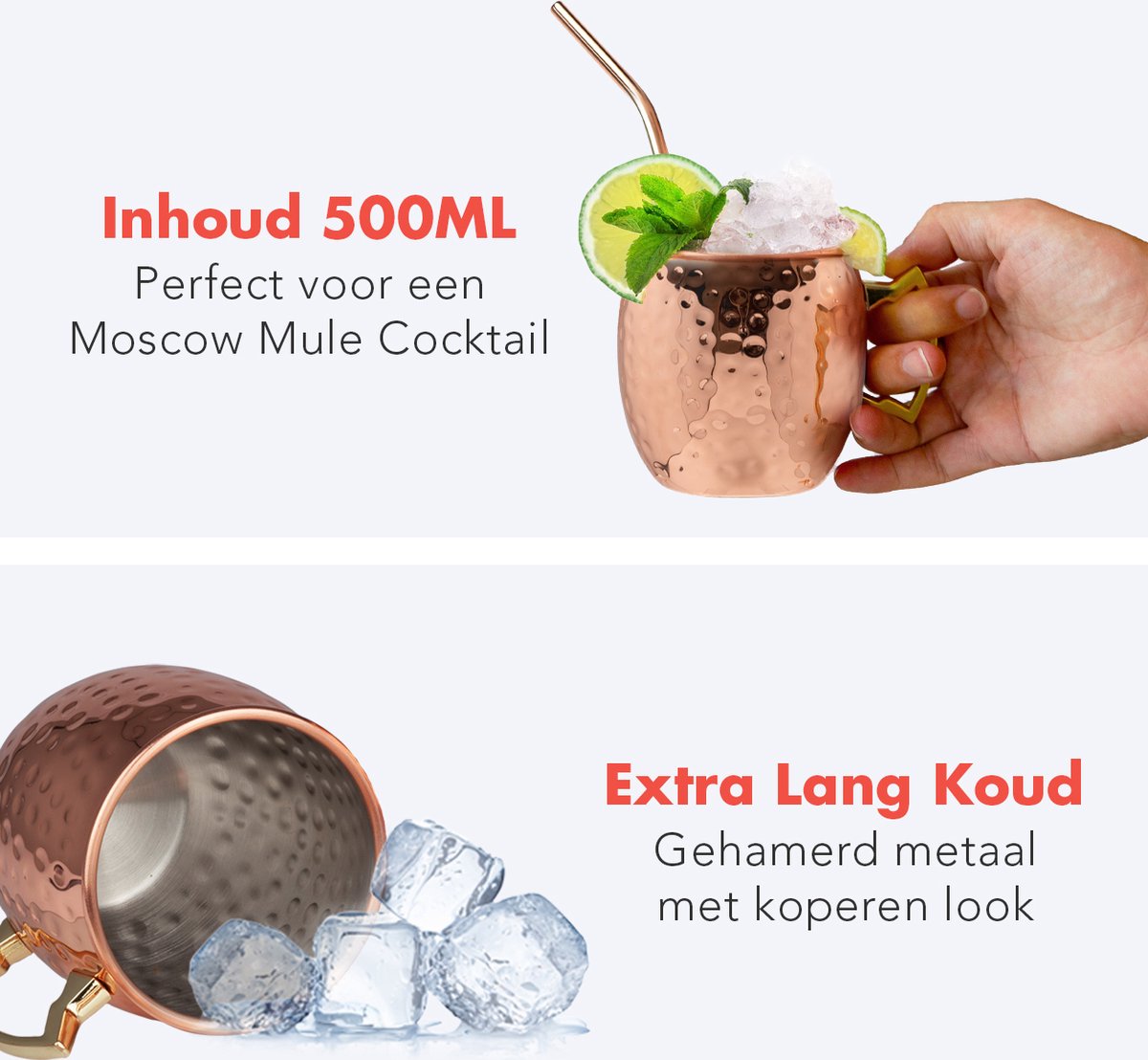 LIVEHITOP Moscow Mule Koperen Mok Set van 2 PCS, 18 Oz LIVEHITOP Moscow Mule Koperen Mok Set van 2 PCS, 18 Oz