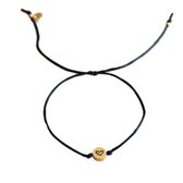 RVS armband | Satijn armbandje met hartkraal | goud | Dames
