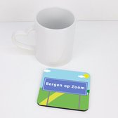 Onderzetter voor glazen met opdruk plaatsnaambord Bergen op Zoom - 10x10 cm - 1 stuk
