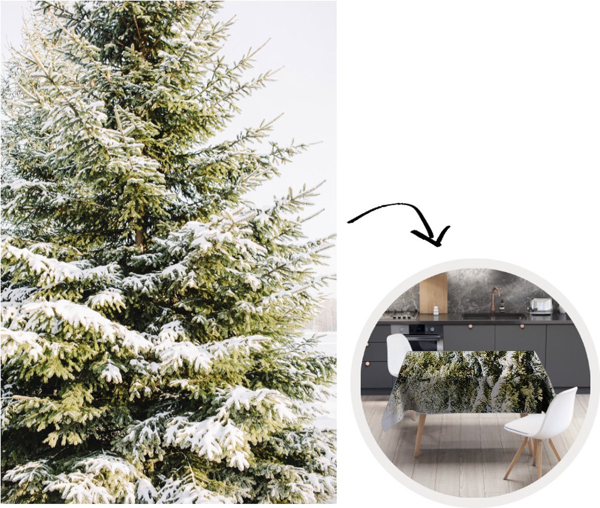 Tafelkleed - Tafellaken - 130x200 cm - Winter - Sneeuw - Boom - Binnen en Buiten
