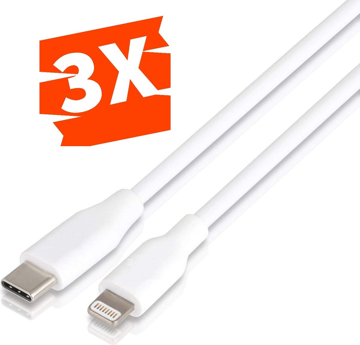 3-PACK iPhone USB-C oplader kabel - 1 Meter - Geschikt voor Apple iPhone 6,7,8,X,XS,XR,11,12,13,Mini,Pro Max- iPhone kabel USB-C - iPhone oplaadkabel - iPhone snoertje - iPhone lader - Datakabel - Lightning USB-C Kabel - Snellader
