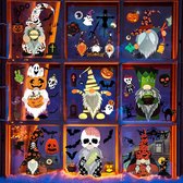 Halloween Raamstickers - Halloween Decoratie - 9 Vellen - Pompoen Vleermuis Dwerg - Herbruikbare Stickers - Halloween Party