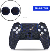 Skins de manette PS5 Autocollants PlayStation + Pack économique de poignées pour le pouce - Pack combo d'éclairage Hex