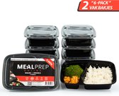 Mealpreponline - Meal Prep Bakjes - 6 stuks - 2 compartimenten - Vershoudbakjes