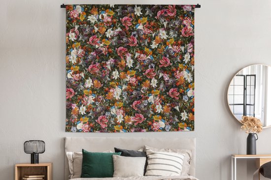 Tapisserie - Fleurs - Arc-en-ciel - Art - Maîtres anciens - Tapisserie - Tapisserie - Katoen - Décoration de la maison - 180x180 cm - Chambre à coucher - Tissu mural - Tapisserie murale - Décoration murale - Tapisseries