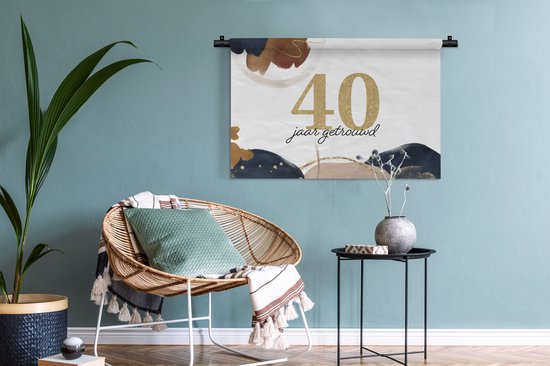 Tapisserie - Tissu mural - Anniversaire de mariage - Proverbes - 40 ans mariés - Citations - Mariage - 90x60 cm - Tapisserie