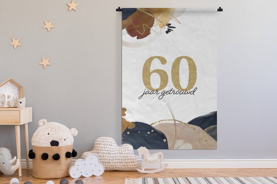 Tapisserie - Tissu mural - Mariage - Citations - 60 ans mariés - Proverbes - 120x180 cm - Tapisserie