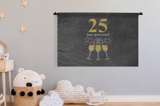 Tapisserie - Mariage - Marié 25 ans - Décoration - 120x80 cm - Tapisserie