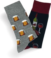 JustSockIt Alcohol sokken 2pack - Alcohol box - Vrolijke sokken - Leuke sokken - Bier sokken - Wijn sokken - Alcohol cadeau