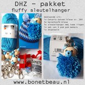 Bon et Beau DHZ pakket 5 stuks sleutelhanger fluffy beer blauw