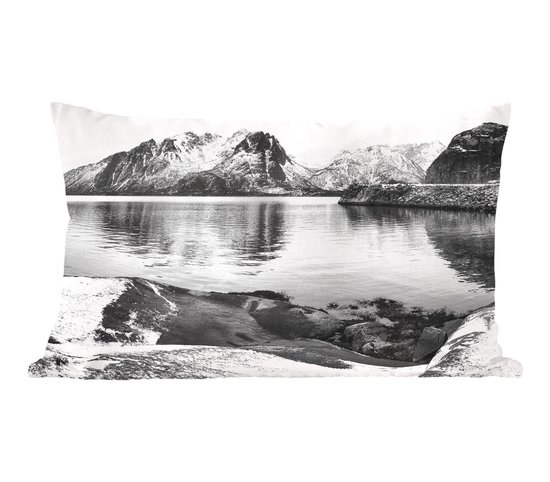 Sierkussens - Kussentjes Woonkamer - 60x40 cm - Winter - Zwart - Wit - Meer - Kerstversiering - Kerstdecoratie voor binnen - Woonkamer