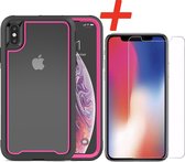 Backcover geschikt voor Apple iPhone X / XS - Roze - Shockproof + Glas Protector