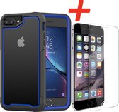 Coque arrière adaptée pour Apple iPhone 7 Plus / 8 Plus - Blauw - Antichoc + Glas Protecteur