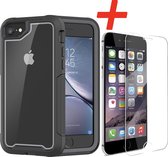 Backcover geschikt voor Apple iPhone 7 / 8 - Zwart - Shockproof + Glas Protector