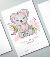*** 12 Dubbelgevouwen Dieren Koala Olifant Uitnodigingen Kinderfeestje Verjaardag incl. enveloppen met bedrukte binnenzijde - uitnodiging - regenboog - kinderen - kind - dubbele -