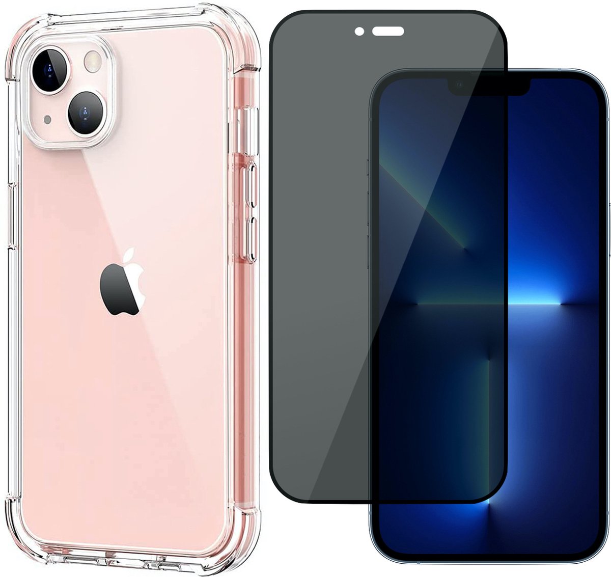Hoesje geschikt voor Apple iPhone 13 + Screenprotector - Shock Proof Hoesje Case met Versterkte rand