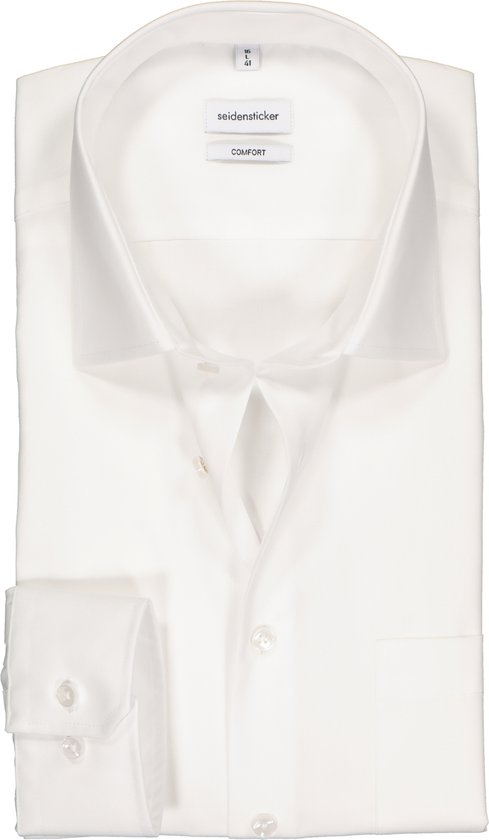Seidensticker comfort fit overhemd - wit - Strijkvrij - Boordmaat: 48