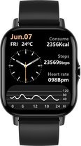 Belesy® Meander - Smartwatch Dames - Smartwatch Heren - Horloge - 1.78 inch – Hoge resolutie kleurenscherm - Stappenteller – Bloeddruk - Bluetooth bellen - Veel Wijzerplaten – Siliconen – Zwart