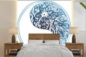 Papier peint photo vinyle - Une illustration du Yin et du Yang en fleurs largeur 280 cm x hauteur 280 cm - Tirage photo sur papier peint (disponible en 7 tailles)