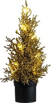 Kerstboom 15 LED lights glitter goud 13x13xH33 cm kunststof excl. 3 AAA batterijen