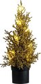 Kerstboom 15 LED lights glitter goud 13x13xH33 cm kunststof excl. 3 AAA batterijen