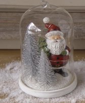 Decoratie kerstman met kerstboompjes onder een stolp 16 cm | TPI-765331 | La Galleria