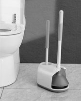 Toiletborstel met houder - gootsteenontstopper plopper - WC Ontstopper - Lang Handvat - Tweedelige Houder - Valentijnsdag cadeau