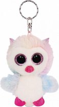 sleutelhanger Glubschis uil junior 9 cm pluche wit/roze