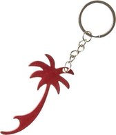 sleutelhanger/flesopener palmboom 7 cm staal rood