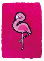 notitieboekje Flamingo 15 x 21 cm pluche/papier roze
