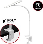 Bolt Electronics®LED Bureaulamp met Klem – Duurzame Monitor Lamp – Leeslamp met Dimfunctie – Zilver