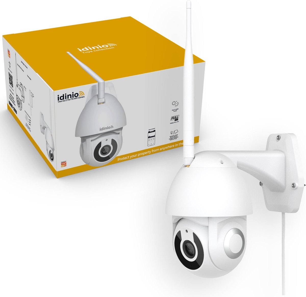 Idinio beveiligingscamera buiten met app - Draaibaar & kantelbaar - 1080P bewakingscamera