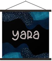 Posterhanger incl. Poster 90x90 cm - Schoolplaat - Yara - Pastel - Meisje - Textielposter - Zwarte latten