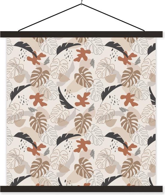 Porte-affiche avec affiche - Affiche scolaire - Été - Feuilles - Abstrait - 120x120 cm - Lattes noires