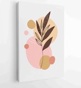 Canvas schilderij - Earth tone boho foliage line art drawing with abstract shape. Abstract Plant Art design for print, cover, wallpaper, Minimal and natural wall art. 1 -    – 1842