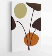 Canvas schilderij - Earth tone boho foliage line art drawing with abstract shape. Abstract Plant Art design for print, cover, wallpaper, Minimal and natural wall art. 3 -    – 1843