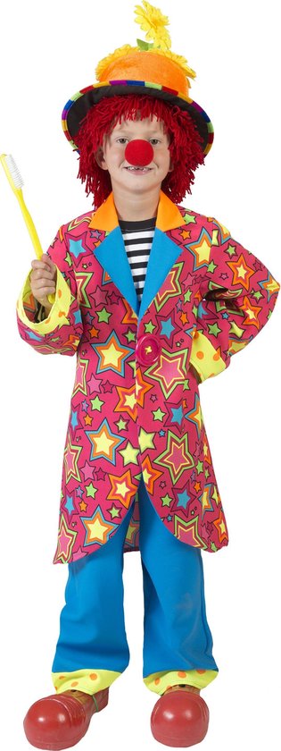 Funny Fashion - Clown & Nar Kostuum - Gekke Bonte Clown Kind Kostuum - Multicolor - Maat 116 - Carnavalskleding - Verkleedkleding