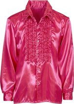 Widmann - Jaren 80 & 90 Kostuum - Lekker Foute Rouchenblouse Roze Man - Roze - Medium / Large - Carnavalskleding - Verkleedkleding