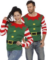 Wilbers & Wilbers - Foute Kersttruien - Kersttrui Groen Kerstelf Met Leuke Belletjes - Groen - Large - Kerst - Verkleedkleding