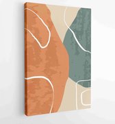 Canvas schilderij - Earth tones landscapes backgrounds set with moon and sun. Abstract Plant Art design for print, cover, wallpaper and natural wall art. 1 -    – 1827852713 - 50*4