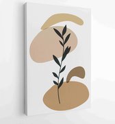 Canvas schilderij - Earth tone boho foliage line art drawing with abstract shape. Abstract Plant Art design for print, cover, wallpaper, Minimal and natural wall art. 1 -    – 1824