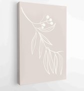 Canvas schilderij - Foliage line art drawing with abstract shape. Abstract Eucalyptus and Art design for print, cover, wallpaper, Minimal and natural wall art. 1 -    – 1823785571