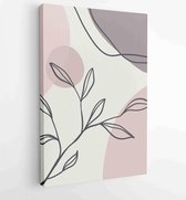 Canvas schilderij - Earth tone boho foliage line art drawing with abstract shape. Abstract Plant Art design for print, cover, wallpaper, Minimal and natural wall art. 1 -    – 1828