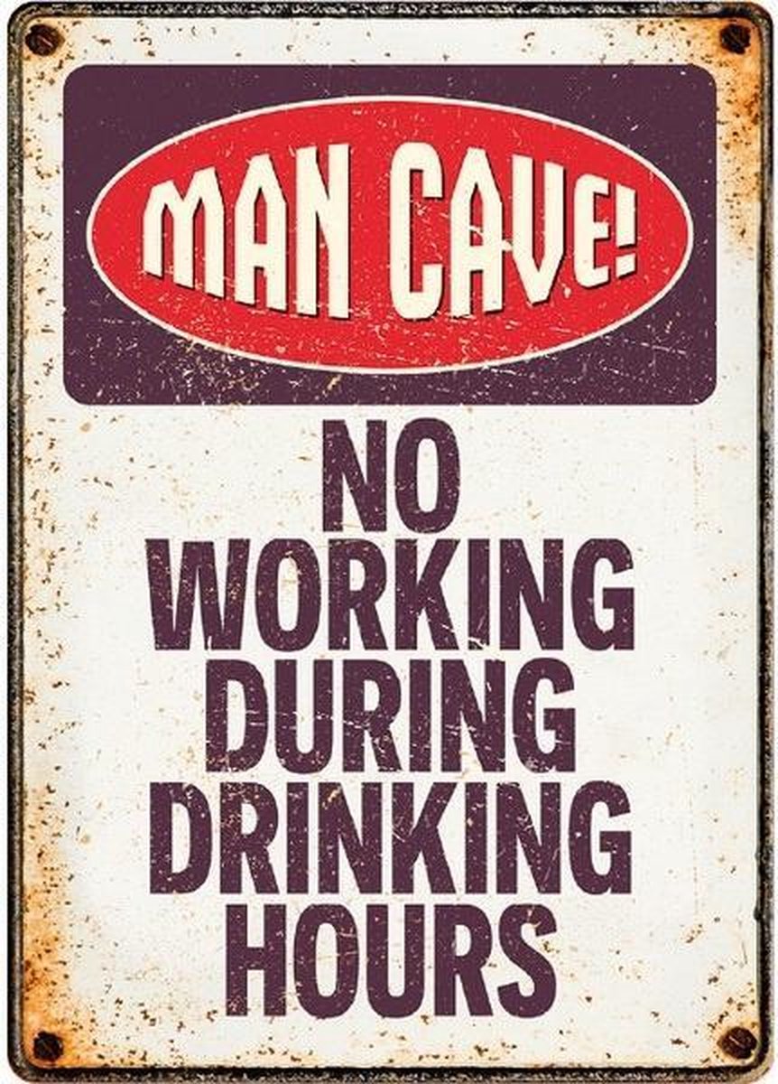 Bol.com Plenty Gifts Wandbord Man Cave 21 X 14,8 X 2 Cm Staal aanbieding