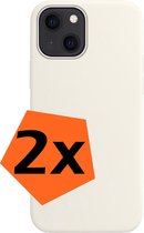 Hoesje Geschikt voor iPhone 13 Mini Hoesje Siliconen Cover Case - Hoes Geschikt voor iPhone 13 Mini Hoes Back Case - 2-PACK - Wit