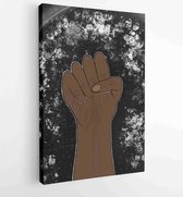 Canvas schilderij - Hand-draw illustration of a stand up black hand against racism -  Productnummer 1812511978 - 40-30 Vertical